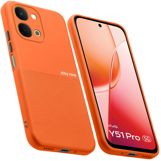 Premium Silicone Textured Case With Camera Protection & Inner Microfiber Lining Back Cover For Vivo Y51 Pro 5G