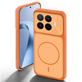 Orange back cover for Xiaomi 17T 5G with camera cut protection and ring design on back side.