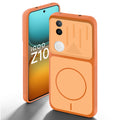 Orange back cover for iQOO Z10R 5G with camera cut protection and ring design on back side.
