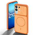 Orange back cover for iQOO Z10X 5G with camera cut protection and ring design on back side.