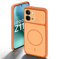 Orange back cover for iQOO Z11x 5G with camera cut protection and ring design on back side.