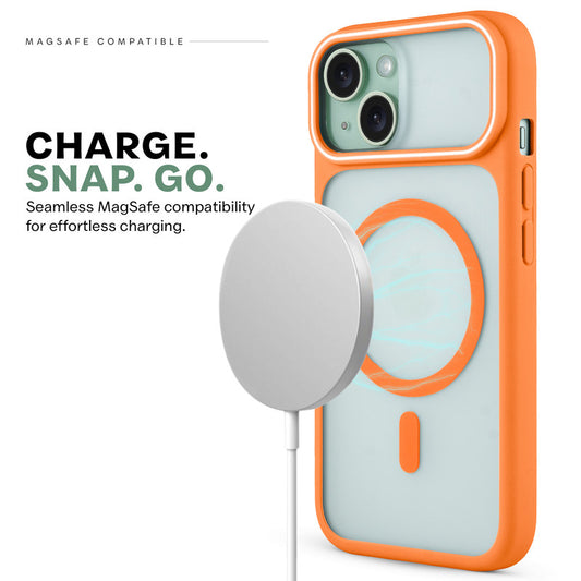 Premium MagSafe Case for Apple iPhone 15 with Frosted Back, Soft Silicone Edges & Raised Camera Protection