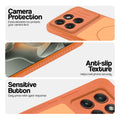 Orange phone case for Motorola Moto Edge 70 5G showing camera safety edges, anti slip side grip and easy press button covers.