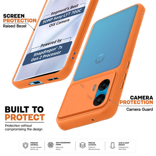 Premium Frosted Back Cover with Textured Camera Design & Metal-Look Buttons for Motorola Moto G96 5G