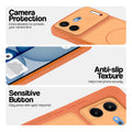 Orange phone case for Nothing Phone 4B 5G showing camera safety edges, anti slip side grip and easy press button covers.