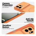 Orange phone case for OnePlus N6 5G showing camera safety edges, anti slip side grip and easy press button covers.