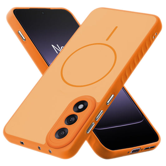 Matte Silicone Dual Color Back Cover with Metal Buttons & Ring Design for OnePlus Nord 5 5G