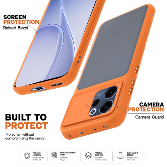 Premium Frosted Back Cover with Textured Camera Design & Metal-Look Buttons for Oppo Reno 15C 5G