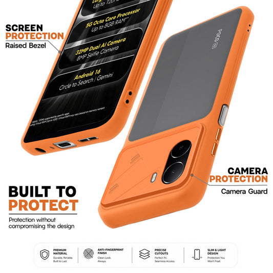 Premium Frosted Back Cover with Textured Camera Design & Metal-Look Buttons for Poco C85x 5G