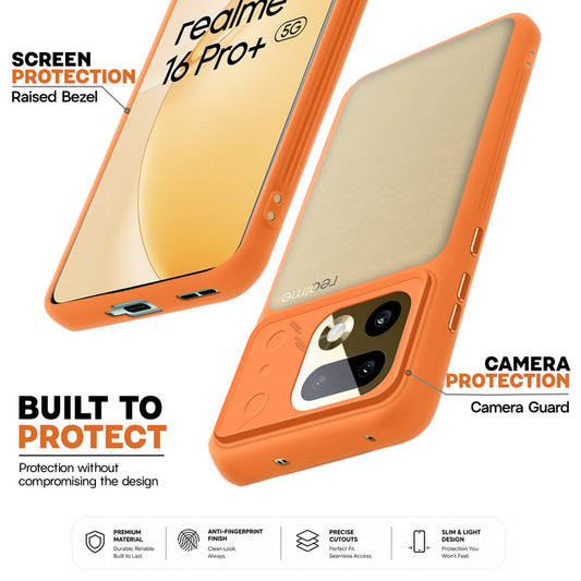 Premium Frosted Back Cover with Textured Camera Design & Metal-Look Buttons for Realme 16 Pro 5G