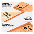 Orange Phone case for Realme 16 Pro Plus 5G highlighting raised camera protection, anti-slip texture, and responsive side buttons