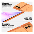 Orange Phone case for Samsung A07 5G highlighting raised camera protection, anti-slip texture, and responsive side buttons