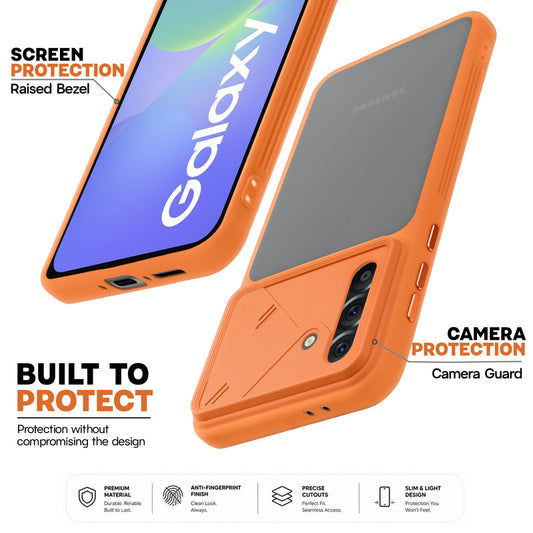 Premium Frosted Back Cover with Textured Camera Design & Metal-Look Buttons for Samsung A36 5G