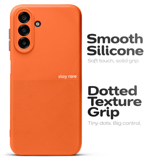 Premium Silicone Textured Case With Camera Protection & Inner Microfiber Lining Back Cover For Samsung F17 5G
