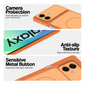 Orange Phone case for Samsung M07 highlighting raised camera protection, anti-slip texture, and responsive side buttons