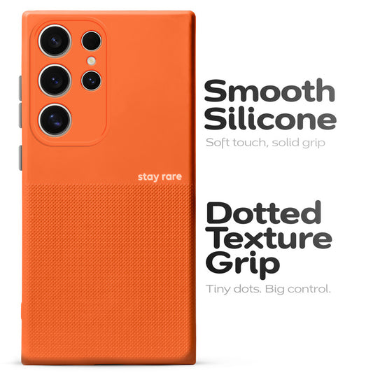 Premium Silicone Textured Case With Camera Protection & Inner Microfiber Lining Back Cover For Samsung S23 Ultra 5G