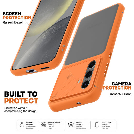 Premium Frosted Back Cover with Textured Camera Design & Metal-Look Buttons for Samsung S24 5G