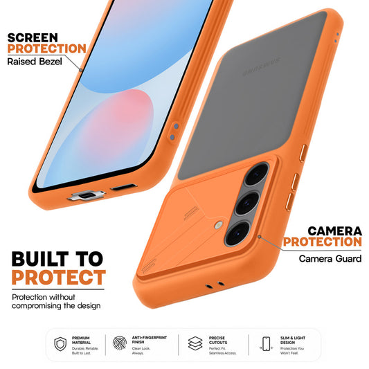 Premium Frosted Back Cover with Textured Camera Design & Metal-Look Buttons for Samsung S24 FE 5G
