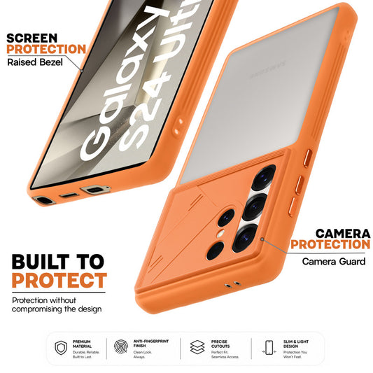 Premium Frosted Back Cover with Textured Camera Design & Metal-Look Buttons for Samsung S24 Ultra 5G