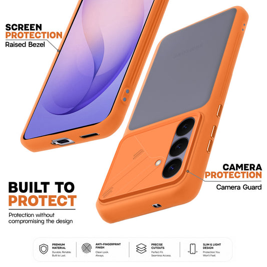 Premium Frosted Back Cover with Textured Camera Design & Metal-Look Buttons for Samsung S26 5G