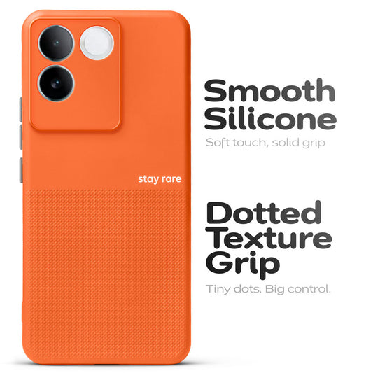 Premium Silicone Textured Case With Camera Protection & Inner Microfiber Lining Back Cover For Vivo T2 Pro 5G