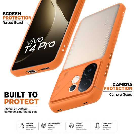 Premium Frosted Back Cover with Textured Camera Design & Metal-Look Buttons for Vivo T4 Pro 5G