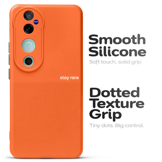 Premium Silicone Textured Case With Camera Protection & Inner Microfiber Lining Back Cover For Vivo V40 5G