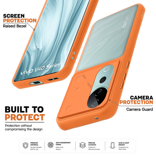 Premium Frosted Back Cover with Textured Camera Design & Metal-Look Buttons for Vivo V40 5G