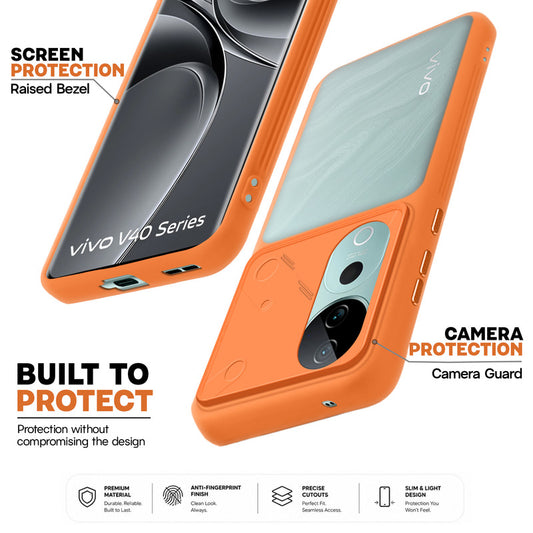Premium Frosted Back Cover with Textured Camera Design & Metal-Look Buttons for Vivo V40 Pro 5G