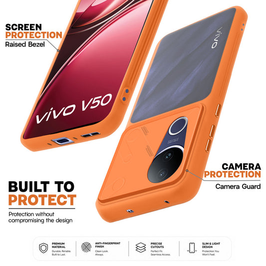 Premium Frosted Back Cover with Textured Camera Design & Metal-Look Buttons for Vivo V50 5G