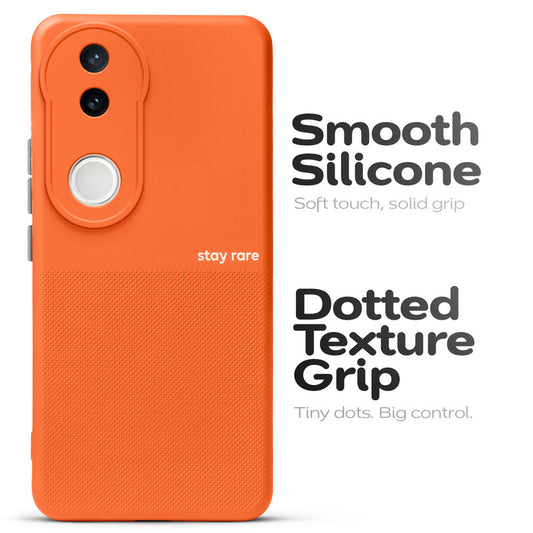 Premium Silicone Textured Case With Camera Protection & Inner Microfiber Lining Back Cover For Vivo V50e 5G