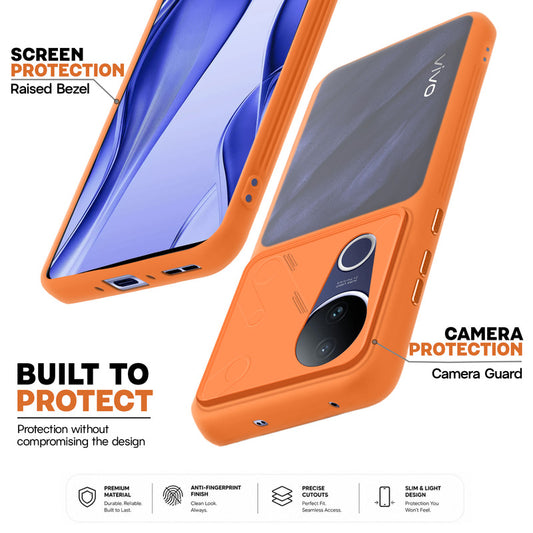 Premium Frosted Back Cover with Textured Camera Design & Metal-Look Buttons for Vivo V50e 5G