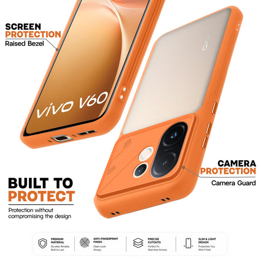 Premium Frosted Back Cover with Textured Camera Design & Metal-Look Buttons for Vivo V60 5G