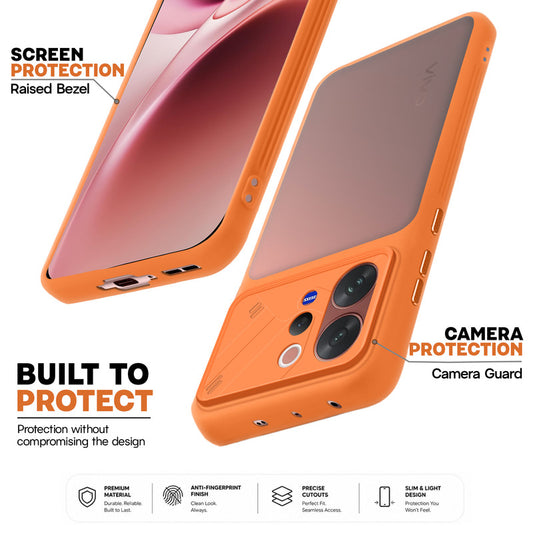 Premium Frosted Back Cover with Textured Camera Design & Metal-Look Buttons for Vivo V70 5G