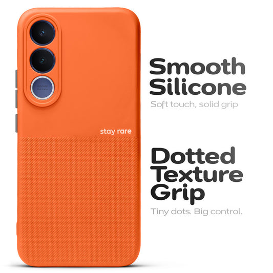 Premium Silicone Textured Case With Camera Protection & Inner Microfiber Lining Back Cover For Vivo V70 FE 5G