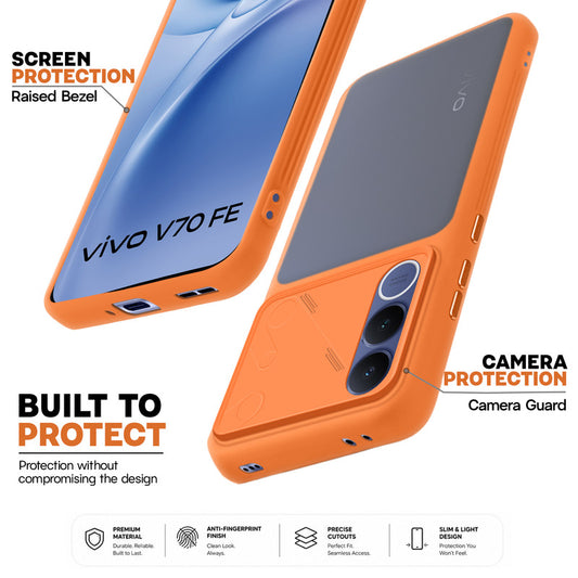 Premium Frosted Back Cover with Textured Camera Design & Metal-Look Buttons for Vivo V70 FE 5G