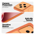 Orange phone case forMotorola Vivo X300 5G showing camera safety edges, anti slip side grip and easy press button covers.