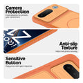 Orange phone case for iQOO Z11 5G showing camera safety edges, anti slip side grip and easy press button covers.