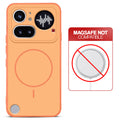 Orange back cover for Nothing Phone 4A Pro 5G with printed ring pattern and message showing not compatible with MagSafe charging.