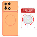 Dual tone silicone Orange phone cover for OnePlus 15 5G showing wireless charging not supported notice