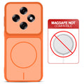 Orange back cover for Oppo F31 Pro 5G with printed ring pattern and message showing not compatible with MagSafe charging.