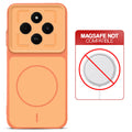 Orange back cover for Poco C75 5G with printed ring pattern and message showing not compatible with MagSafe charging.