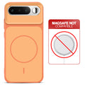 Orange back cover for Realme 16 5G with printed ring pattern and message showing not compatible with MagSafe charging.