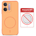Orange back cover for Redmi 17C 5G with printed ring pattern and message showing not compatible with MagSafe charging.