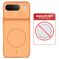 Orange back cover for Vivo T5 5G with printed ring pattern and message showing not compatible with MagSafe charging.