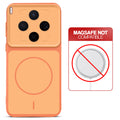 Orange back cover forMotorola Vivo X300 5G with printed ring pattern and message showing not compatible with MagSafe charging.