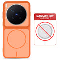 Orange back cover for Vivo X300 Pro 5G with printed ring pattern and message showing not compatible with MagSafe charging.