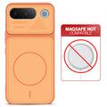 Orange back cover for iQOO Z11 5G with printed ring pattern and message showing not compatible with MagSafe charging.