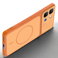 Angled view of Orange mobile case for Infinix Note Edge with proper charging port cutout, speaker holes and strong corner protection.