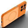 Angled view of Orange mobile case for Motorola G37 Power 5G with proper charging port cutout, speaker holes and strong corner protection.